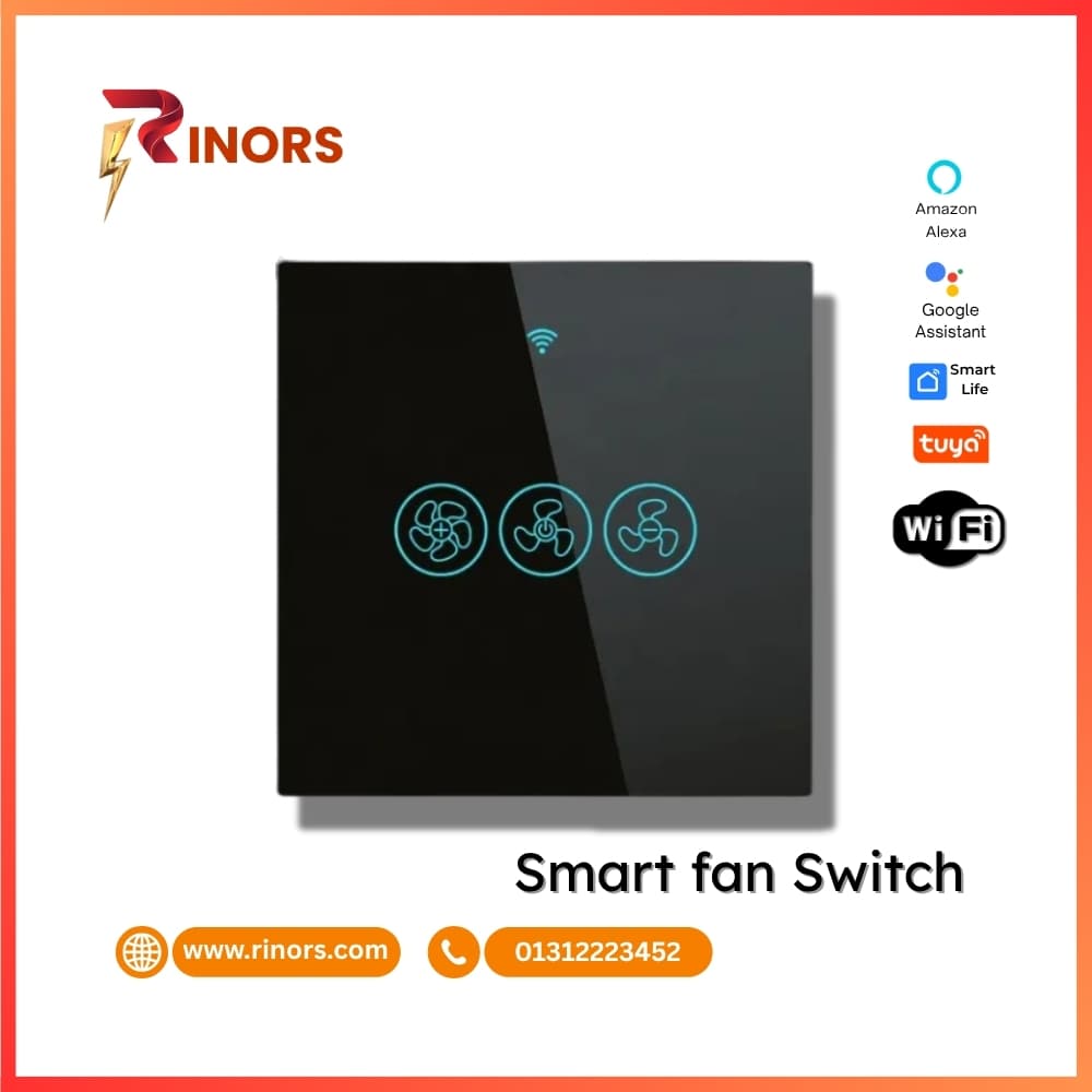 Tuya WiFi RF Smart Fan Switch (Black/White) - Voice Control, Alexa/Google